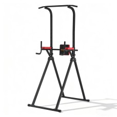Everfit Foldable Chin Up Tower, Adjustable Dip Station, Steel, Black, 200kg Capacity, Home Gym, 5-in-1 Exercise Station