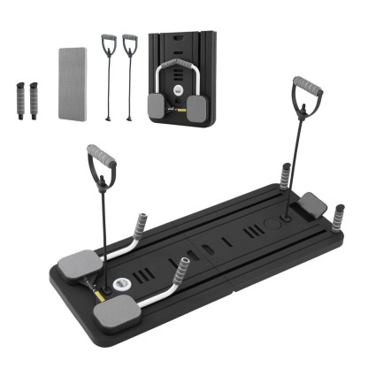 Everfit Foldable Pilates Reformer Ab Exercise Board, Black - Full-Body Workout, Non-Slip, Adjustable, Compact Design