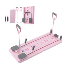 Everfit Pilates Reformer Abdominal Exercise Board Set - Pink, 106x41cm, Non-Slip, Adjustable Resistance, Portable