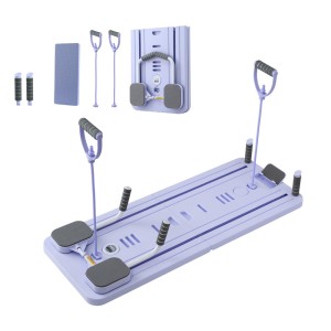 Everfit Foldable Pilates Reformer Board: Full-Body Workout, Adjustable Resistance, Non-Slip Handles, Purple, 106x41x3 cm