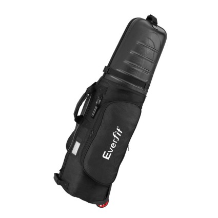 Everfit Golf Travel Bag with Wheels, Semi-Hard Shell, Oxford Fabric, Foldable, 135cm, Airline Approved, Black