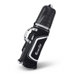 Everfit Foldable Golf Travel Bag with Wheels – Airline-Approved, Semi-Hard Shell, Oxford Fabric, 30x36x135cm, Black/Grey