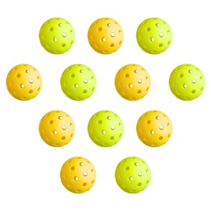Everfit 12PC Pickleball Set 40-Hole Durable PE Balls 74mm Official Size Indoor Outdoor Green Yellow