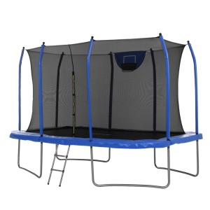 Everfit 12FT Rectangle Kids Trampoline with Basketball Set, Safety Net, UV-Resistant Mat, Galvanised Steel Frame