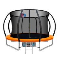 Everfit 10FT Kids Trampoline w/ Ladder, Safety Net & Basketball Set - UV-Resistant, Heavy-Duty Steel Frame, Orange