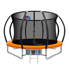 Everfit 10FT Kids Trampoline w/ Ladder, Safety Net & Basketball Set - UV-Resistant, Heavy-Duty Steel Frame, Orange