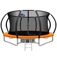 Everfit 12FT Kids Trampoline w/ Safety Net, Ladder, Basketball Set - Heavy-Duty Steel Frame, UV-Resistant, Orange
