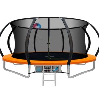 Everfit 14ft Kids Trampoline with Ladder, Basketball Hoop & UV-Tested Safety Netting - Orange Rebounder for Outdoor Fun