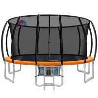Everfit 16FT Kids Trampoline w/ Ladder, Safety Net, Basketball Set, UV-Tested Steel Frame, Anti-Graze Mat - Orange