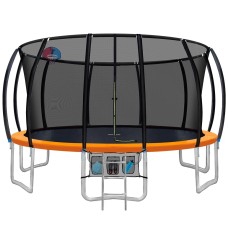 Everfit 16FT Kids Trampoline w/ Ladder, Safety Net, Basketball Set, UV-Tested Steel Frame, Anti-Graze Mat - Orange