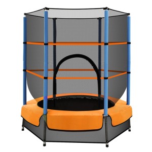 Everfit 4.5FT Kids Trampoline w/ Safety Net & UV-Resistant Mat | Galvanised Frame & Elastic Ropes | Orange | Ages 3-8