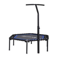 Everfit 48-Inch Hexagon Fitness Trampoline with Adjustable Handrail, Heavy-Gauge Steel Frame, Blue, 150kg Capacity