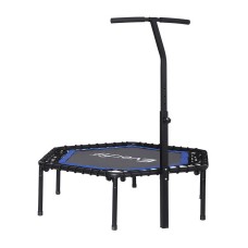 Everfit 48-Inch Hexagon Fitness Trampoline with Adjustable Handrail, Heavy-Gauge Steel Frame, Blue, 150kg Capacity