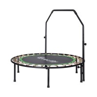 Everfit 48" Round Fitness Trampoline with Adjustable Handrail - Heavy-Gauge Steel Frame & Anti-Slip Feet - Green