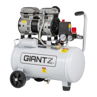 Giantz 24L Steel Air Compressor, 0.75HP Oil-Free, Quiet 58dB, Portable Tyre Inflator with 115PSI & 40