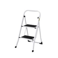 Giantz 2 Step Ladder - Lightweight Steel, Foldable, Non-Slip, Foam Handle, 150kg Capacity, Black/White, 1-Year Warranty