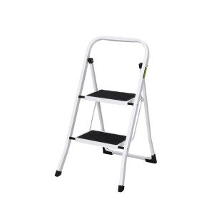 Giantz 2 Step Ladder - Lightweight Steel, Foldable, Non-Slip, Foam Handle, 150kg Capacity, Black/White, 1-Year Warranty