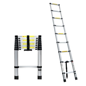 Giantz 2.6M Telescopic Ladder - Premium Aluminium, Extendable, Rust-Resistant, Non-Slip, Space-Saving, Easy Carry