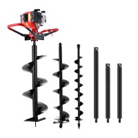 Giantz 65CC Petrol Post Hole Digger Kit, Heavy Duty Steel, 100-300mm Auger Bits, 3m Depth, Anti-Vibration Handle