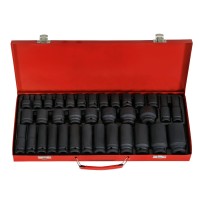 Giantz 35pcs 1/2" Drive Impact Socket Set Metric 8-32mm Chrome Vanadium Steel, 6-Point, Heavy Duty with Case