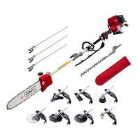 Giantz 40CC 9-in-1 Pro-Series Pole Chainsaw: 4-Stroke Engine, Hedge Trimmer, Brush Cutter, Whipper Snipper & More