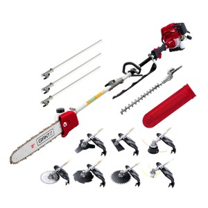 Giantz 40CC 9-in-1 Pro-Series Pole Chainsaw: 4-Stroke Engine, Hedge Trimmer, Brush Cutter, Whipper Snipper & More