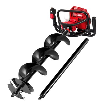 Giantz 92CC Petrol Post Hole Digger, 200mm Steel Auger, 1.8m Depth, 80cm Extension, Heavy-Duty, Easy Start