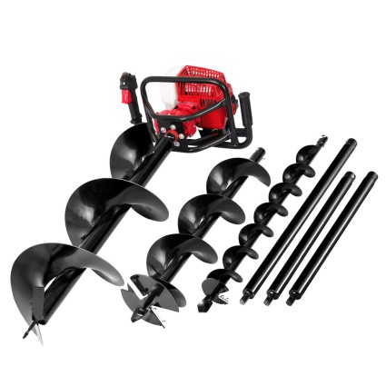 Giantz 92CC Petrol Post Hole Digger with 3m Auger Depth, 65Mn Steel Blades, and Vertical Gearbox for Efficient Digging