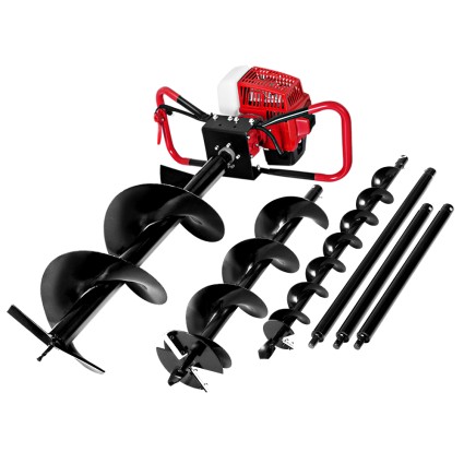 Giantz 80CC Post Hole Digger - Petrol Motor with 3 Auger Bits, Heavy-Duty Steel, 3m Depth, 1-2 Person Operation