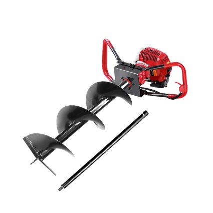 Giantz 80CC 2-Stroke Petrol Post Hole Digger, 300mm Auger, 1.8m Depth, Anti-Vibration, One/Two-P