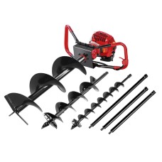 Giantz 80CC Petrol Post Hole Digger Kit with 3 Auger Bits & Extensions, Heavy-Duty Steel, 3m Max Depth, 1-Year Warranty