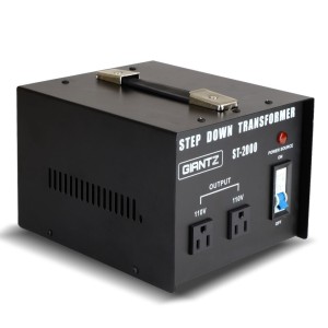 Giantz 2000W Step Down Transformer - Converts 240V to 110V, Pure Sine Output, Quiet, Lightweight, 12-Month Warranty