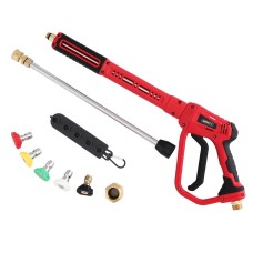 Giantz 4000PSI Pressure Washer Gun, Short Trigger, M22-14, 5 Nozzles, Durable Brass & Stainless Steel, Red, 3 G Giantz 4000PSI Pressure Washer Gun, Short Trigger, M22-14, 5 Nozzles, Durable Brass & Stainless Steel, Red, 3 G