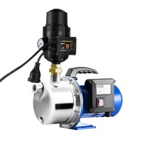 Giantz 1100W Garden Water Jet Pump - Stainless Steel, High Pressure 4600L/H, Automatic Controller, 45m Head, Black