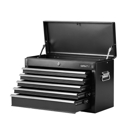 GIANTZ 5 Drawer Lockable Tool Chest - Solid Steel, Rust-Resistant, Compact Garage Organiser with 100kg Capacity, Black