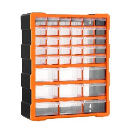 Giantz 39-Drawer Tool Storage Cabinet Anti-Drop Small Parts Organiser Wall-Mountable Stackable Black