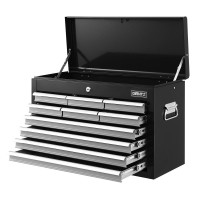 Giantz 10 Drawer Steel Tool Box Cabinet - Lockable, Non-Slip Liner, Ball Bearing Slides, 75kg Capacity, Black & Grey