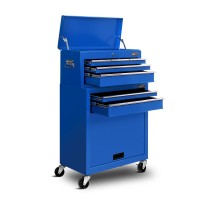 Giantz 7 Drawer Tool Box Cabinet Chest Trolley - Durable Steel, Lockable, Ball-Bearing Slides, Blue, 62x33x98cm