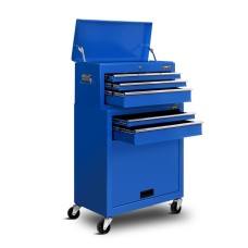 Giantz 7 Drawer Tool Box Cabinet Chest Trolley - Durable Steel, Lockable, Ball-Bearing Slides, Blue, 62x33x98cm