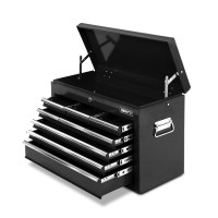 Giantz 9 Drawer Steel Tool Box Cabinet, Black - Lockable Storage Organiser with Ball Bearing Slides & Non-Slip Liners