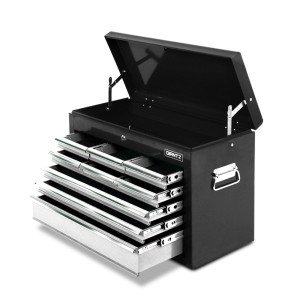 Giantz 9 Drawer Tool Box Cabinet - Durable Steel, Lockable, Non-Slip Liners, 75kg Capacity, Black & Grey Finish