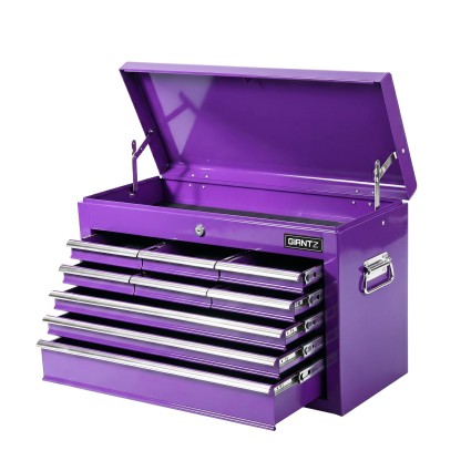 Giantz 9-Drawer Heavy Duty Tool Chest Cabinet Purple Powder-Coated Steel Lockable Ball Bearing Drawers 75kg Capacity