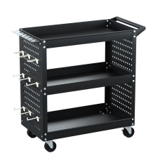 Giantz 3-Tier Tool Cart Storage Trolley, Steel, 150kg, Pegboard Hooks, Screwdriver Bay, 79x35.5x77cm,