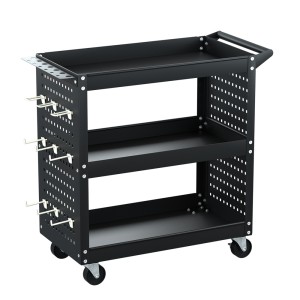 Giantz 3-Tier Tool Cart Storage Trolley, Steel, 150kg, Pegboard Hooks, Screwdriver Bay, 79x35.5x77cm,