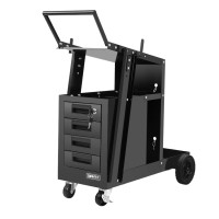 Giantz Steel 4-Drawer Welding Trolley Cart with Lockable Wheels, Gas Cylinder Storage & 100kg Capacity - Black