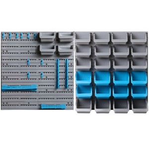 Giantz 44-Piece Wall Mounted Storage Rack with Heavy-Duty Bins & Peg Board for Tools & Accessories Organisation