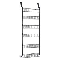 Artiss Over Door 6-Tier Pantry Storage Hanger Metal Organiser Black Heavy Duty Steel Space Saving Solution