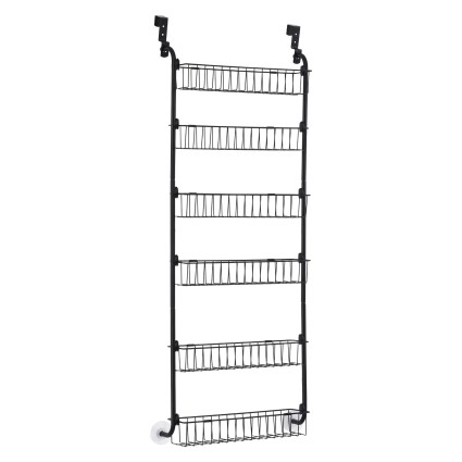 Artiss Over Door 6-Tier Pantry Storage Hanger Metal Organiser Black Heavy Duty Steel Space Saving Solution