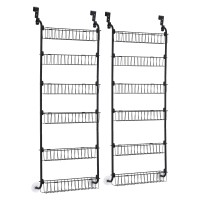 Artiss 2x Over Door Storage Pantry Organiser 6-Tier Metal Hanger Hook Black Set of 2 Packaged Ready to Fit