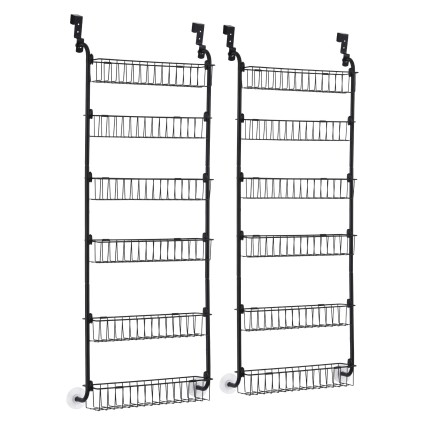 Artiss 2x Over Door Storage Pantry Organiser 6-Tier Metal Hanger Hook Black Set of 2 Packaged Ready to Fit